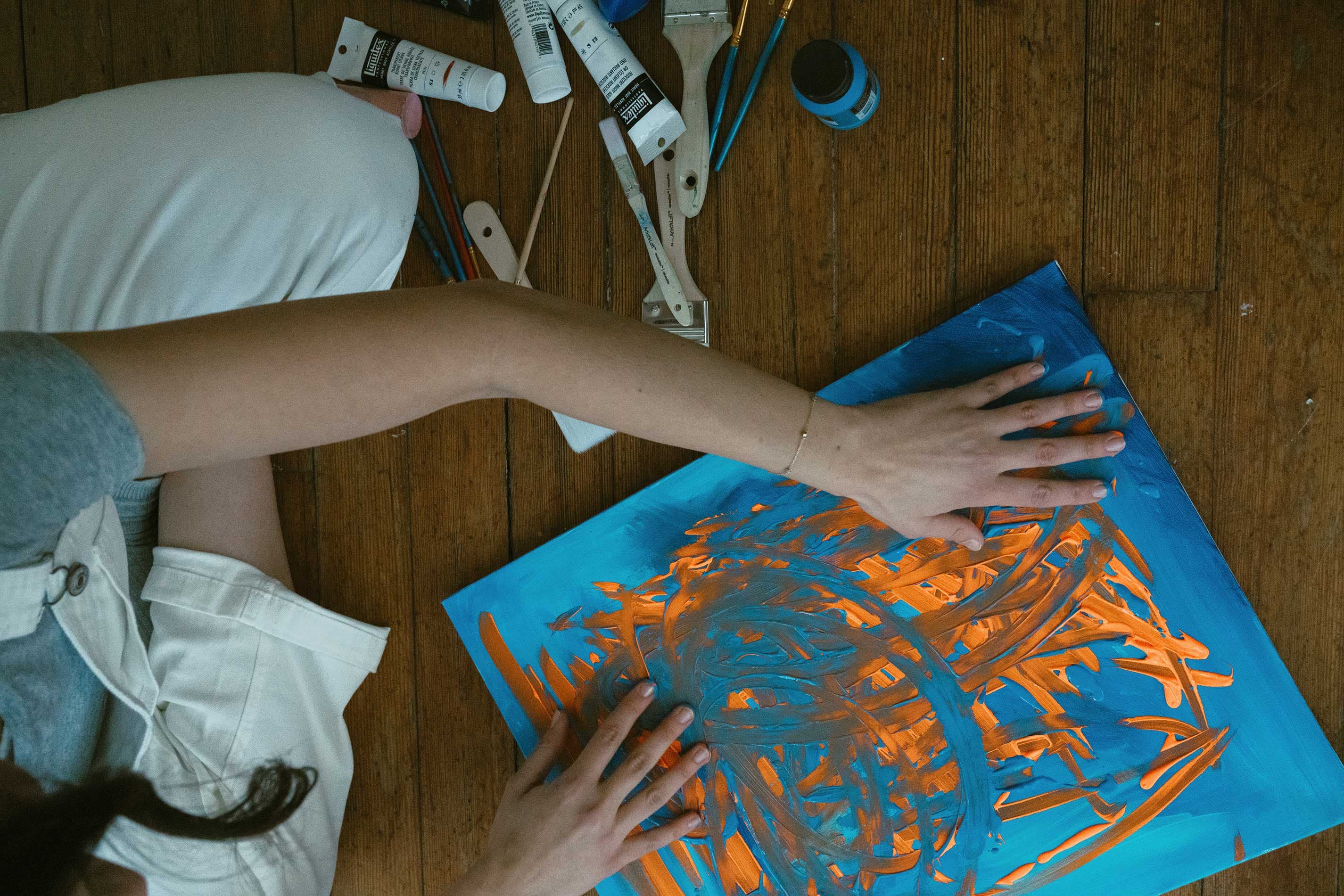 Paint and texture used in Art as Therapy